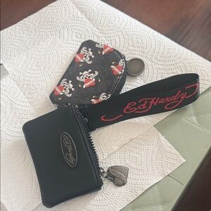 Ed Hardy Black and Red Key Holder with Skull Design